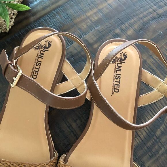 Unlisted Brown Carly Woven Wedge Sandals - Picture 4 of 10